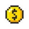 Pixel art golden coin dollar retro video game