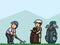 Pixel art golf club sport