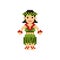 Pixel art Hawaiian woman. Vector illustration decorative design