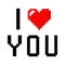 Pixel art heart I love you color icon valentine