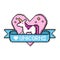 Pixel art heart with unicorn for badges or game design.