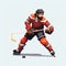 Pixel Art Hockey Player Game Design Poster