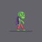 Pixel art horrible zombie character
