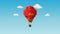 Pixel art hot air balloon floating amidst clouds. Can be used in backgrounds, wallpapers, digital content related to