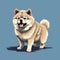 Pixel Art Illustration Of A Cute Akita Dog On Blue Background