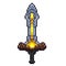 Pixel art illustration graphic of mighty sword