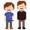 Pixel art illustration of two men, young and adult