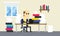 Pixel Art Image Of Businessman Working At Desk