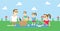 Pixel Art Image Of Family Having Picnic In Park