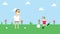 Pixel Art Image Of Family Playing Football In Park