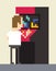 Pixel Art Image Of Gamer Playing On Retro Arcade Machine