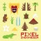 Pixel art Indonesia vector objects