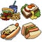 Pixel art isolated bakery sandwich meal