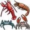 Pixel art isolated living seafood