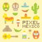 Pixel art isolated mexican vector objects