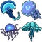 Pixel art isolated ocean jellyfish