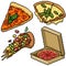 Pixel art isolated pizza meal
