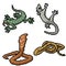 Pixel art isolated reptiles snake lizard