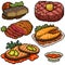Pixel art isolated steak meal