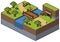 Pixel art landscape mine entrance isometric 8bit game scenario