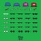 Pixel art Like A Boss Thug Life vector icon set. Glasses, cigarettes, caps on green screen chroma key background 8 bit