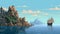 Pixel Art Of Majestic Windmill In Karst Landscape