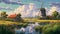 Pixel Art Of Majestic Windmill In Wetland