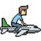 Pixel art man ride plane