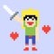Pixel art minecraft warrior sword hearts