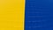 Pixel art mockup on soft yellow blue tile. Modern geometric surface. Fisheye distore