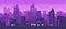 Pixel art neon night city with buildings panorama