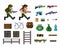 Pixel art objects and characters for shooter game