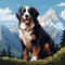 Pixel Art Painting Of Bernese Mountain Dog In Swiss Style