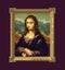 Pixel Art, Portrait of Mona Lisa, Leonardo da Vinchi in frame. Creative artwork, crypto art, modern digital