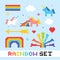 Pixel art rainbow vector set