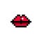 Pixel art red lips 8-bit style - isolated vector illustration