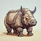 Pixel Art Rhino Character: Cute And Playful Minecraft Style