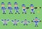 Pixel art set of bandit in blue sport clothes