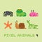 Pixel art style animals cartoon vector set 4