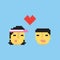 Pixel art style asian couple in love illustration