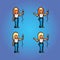 Pixel art style girl rock star singing illustration