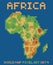 Pixel art style illustration of africa physical