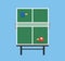 Pixel art style ping pong and rackets sport table