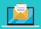 Pixel art style vector illustration of opend email on laptop screen