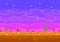 Pixel art sunset in the desert.