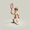 Pixel Art Tennis Player: Conceptual Sculpture In Isometric Style