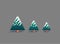 Pixel art three snowy fir trees.
