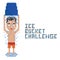 Pixel art topless person making ice bucket