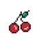 pixel art two red cherries
