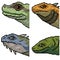 Pixel art various lizard head